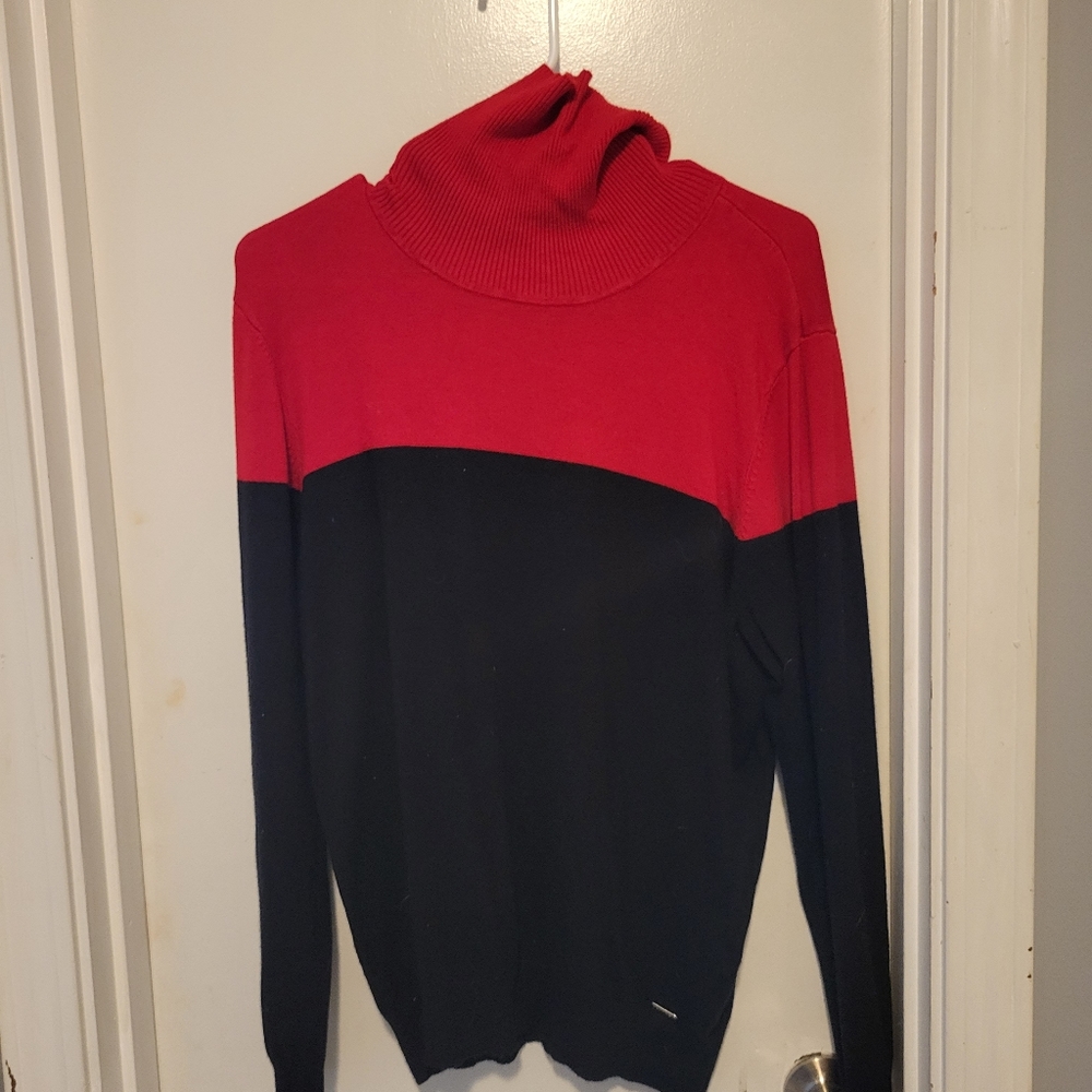 Calvin Klein XL Red and Black Sweater